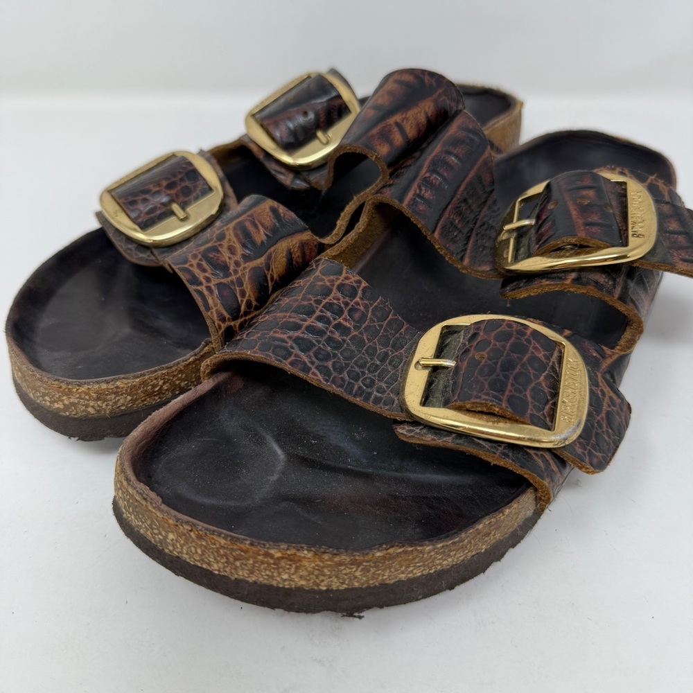 Birkenstock Arizona Big Buckle Croc Gator Embossed Leather Sandals Women's 9